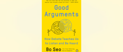 Good Arguments cover with a yellow background behind it