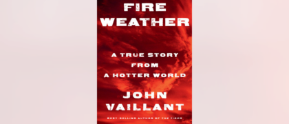 Fire weather book cover against a pink background
