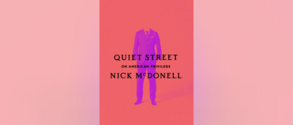Quiet Street book cover against a light pink background