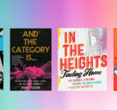 Four Performing Arts titles against a colorful green, blue, purple, pink background: Spoken Word, And the Category Is ..., In the Heights, and The Friendly Shakespeare