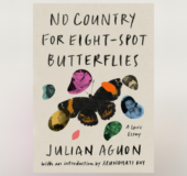 Against a tan background, the book cover for No Country for Eight Spotted Butterflies