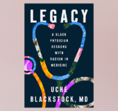 Legacy book cover against a pink background
