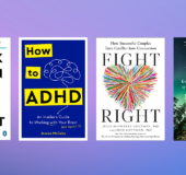 Header image with four titles: Think Again, How to ADHD, Fight Right, Where I Belong