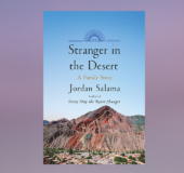 Book cover for Stranger in the Desert against a pink/purple background