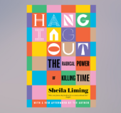 against a purple gray background, the book cover for Hanging Out