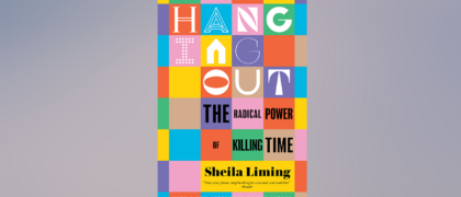 against a purple gray background, the book cover for Hanging Out