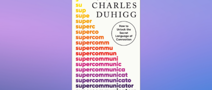 Supercommunicators book cover against a purple background
