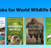 Books for World Wildlife Day. Header Titles: A PLACE CALLED YELLOWSTONE 9781640097339 Blood Memory 9780593537343 An Immense World 9780593133255 THE SOCIAL LIVES OF BIRDS 9780593853061