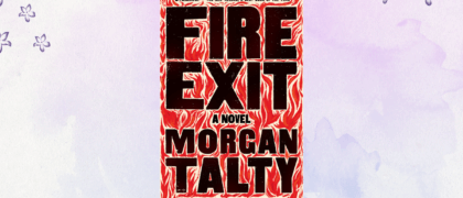 Fire Exit, red book cover against a purple background