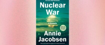 Nuclear War book cover against a pink background